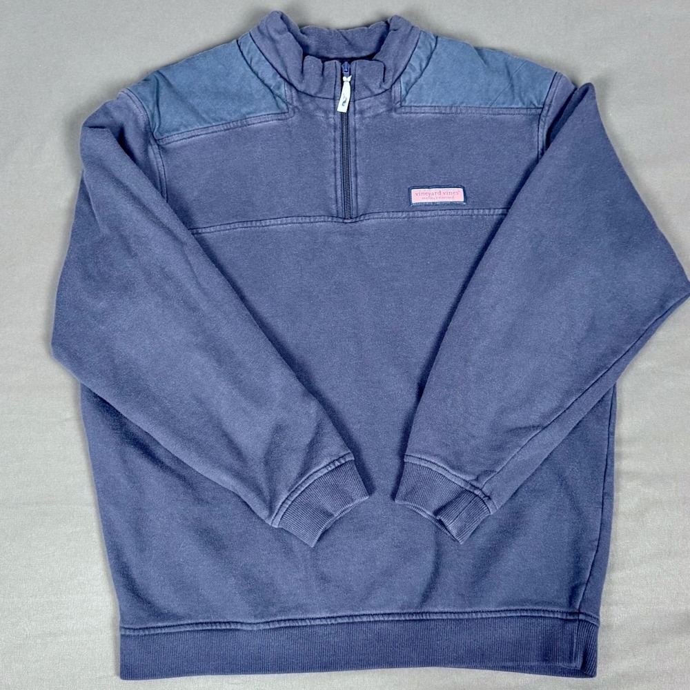 Vineyard Vines Surf Terry Pullover Shep Shirt Men's US Large Navy 1/4 Zip